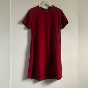 Everlane Pleated Back A-Line Red Dress Short Sleeve Womens Size 2 Valentine